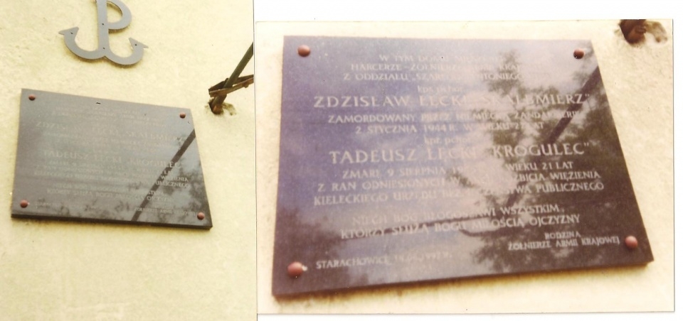 Tablica pamiątkowa poświęcona pamięci Zdzisława i Tadeusza Łęckich