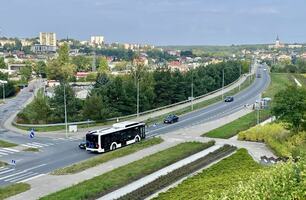 panorama miasta, autobus